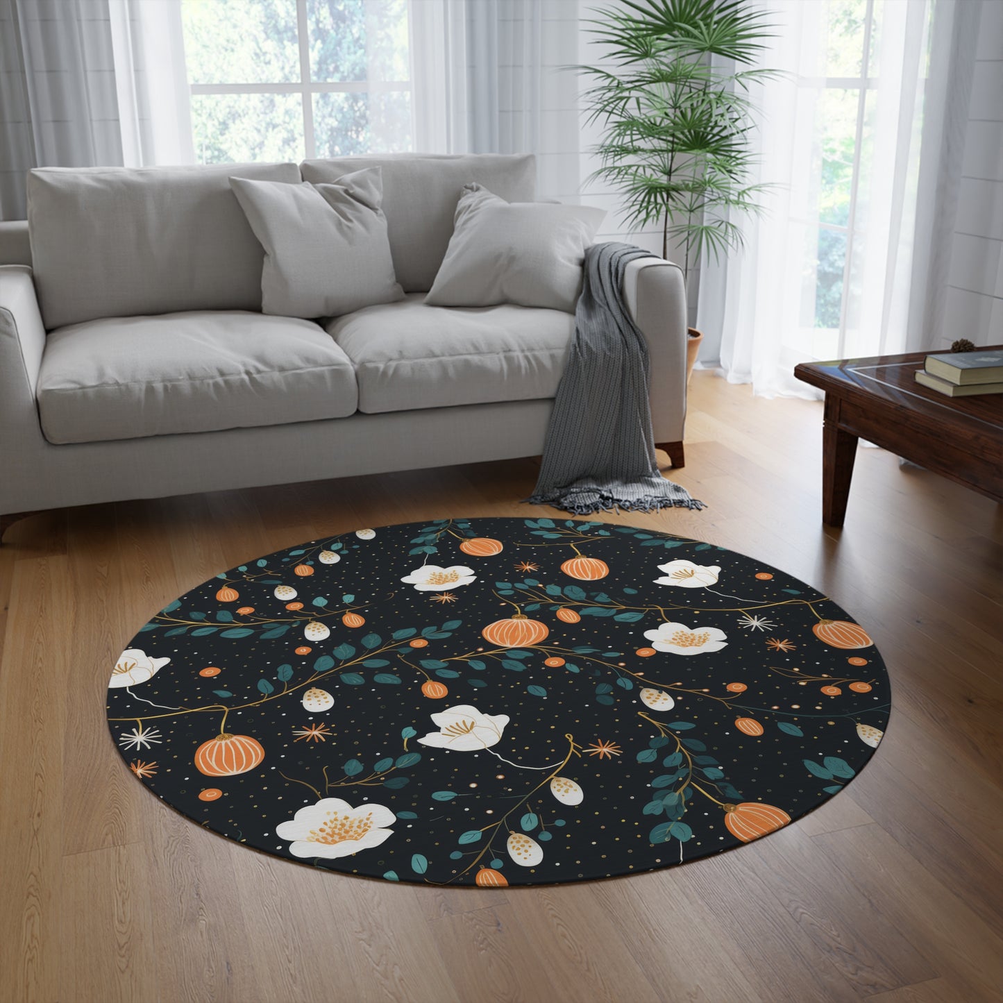 Whimsical Flights. Bohemian Eye Round Rug - Colorful Floor Decor for Vibrant Spaces