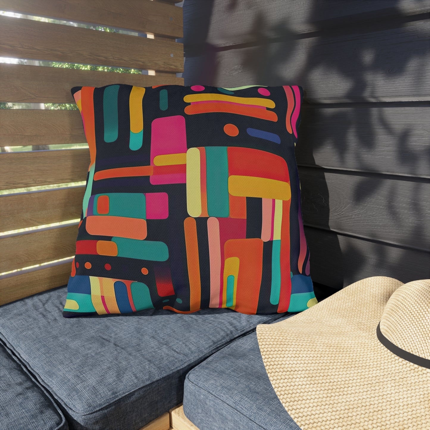 Cybernetic Nostalgia. Retro Futuristic Outdoor Pillows