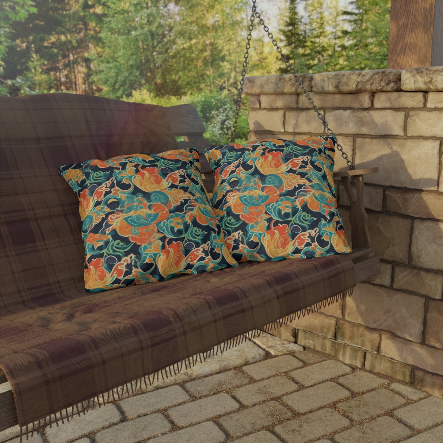 Tangerine Twilight Tapestry .Outdoor Pillows