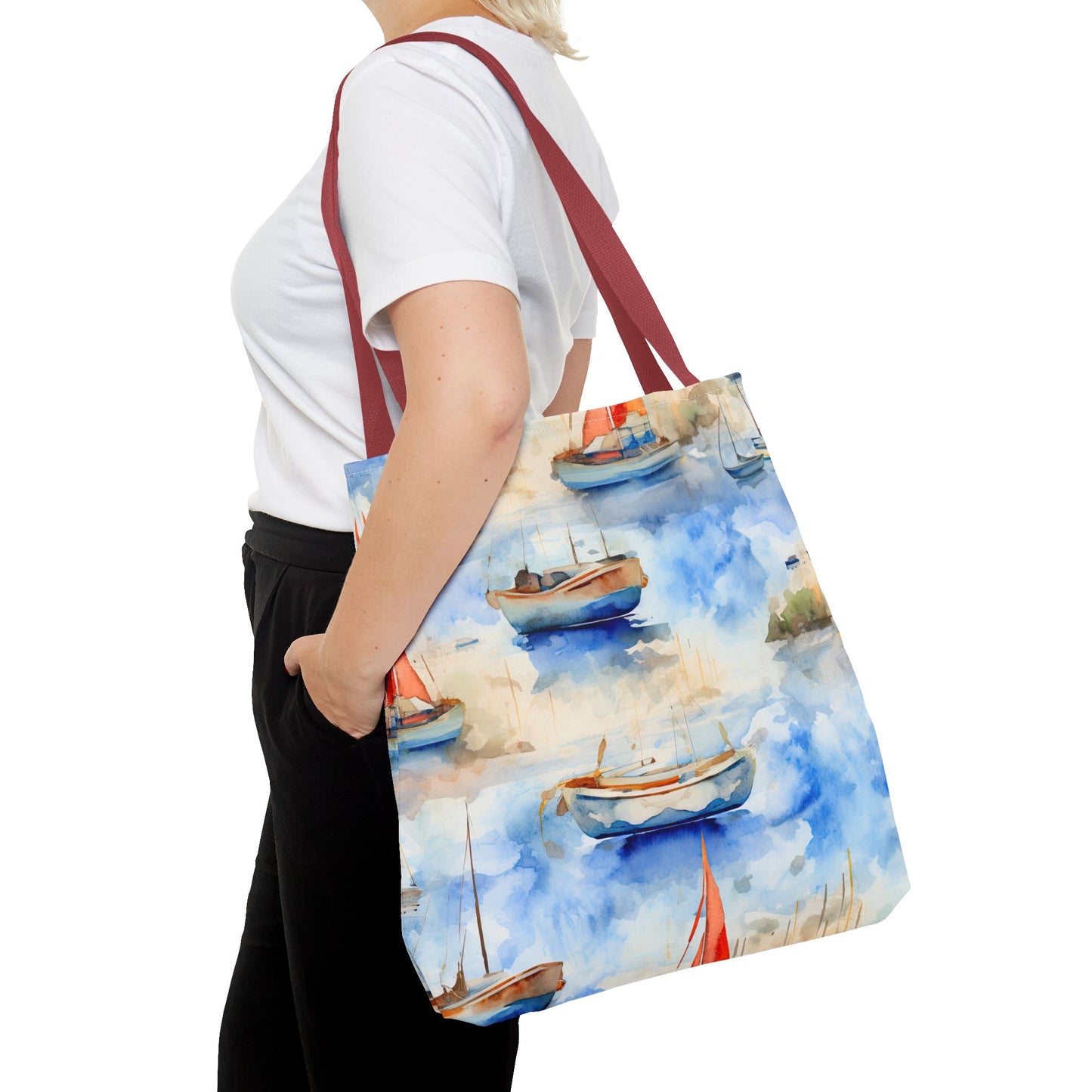 Boats On Watercolor. Tote Bag for Everyday Use