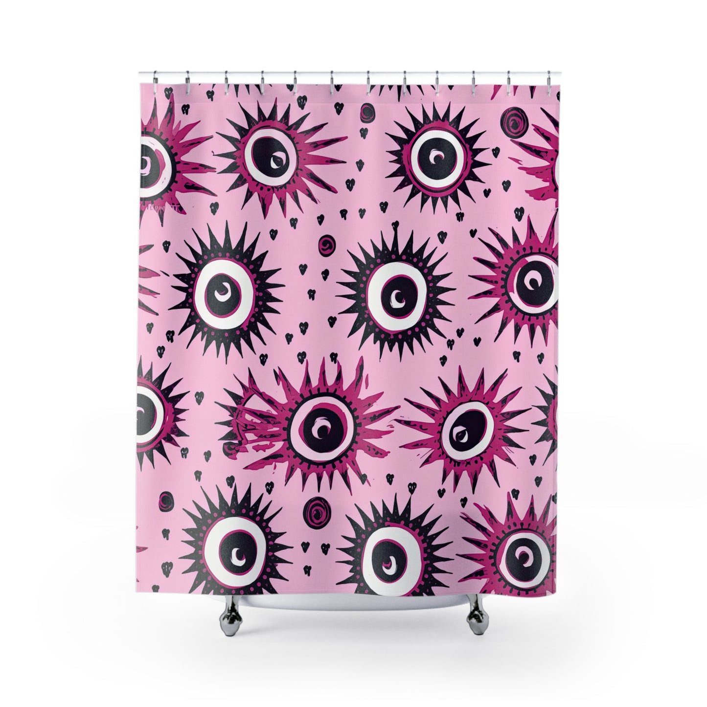 Evil Pink Eye. Shower Curtains