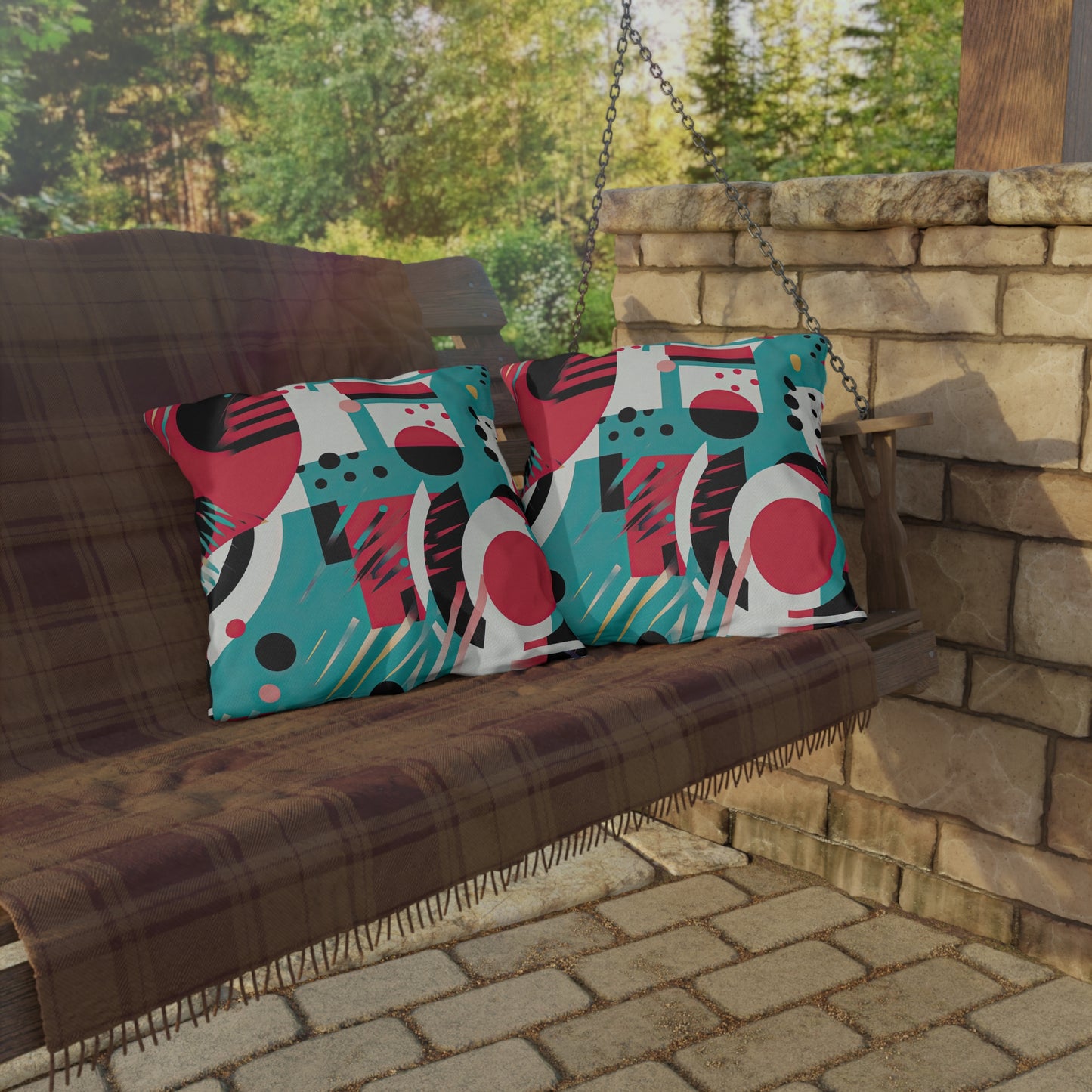 Chromatic Flux. Bold Avant-Garde Outdoor Pillows