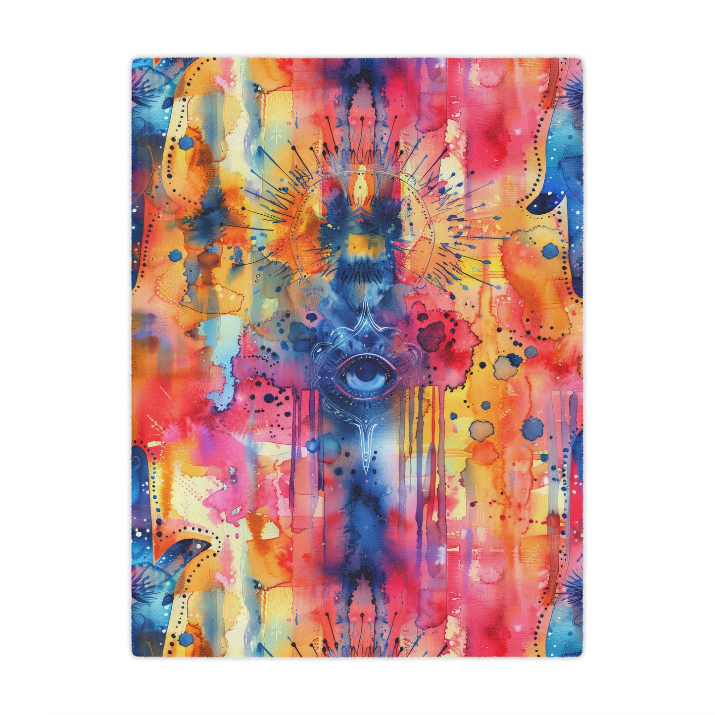 Chromatic Protector Hamsa. Cozy Artistic Microfiber Blanket.