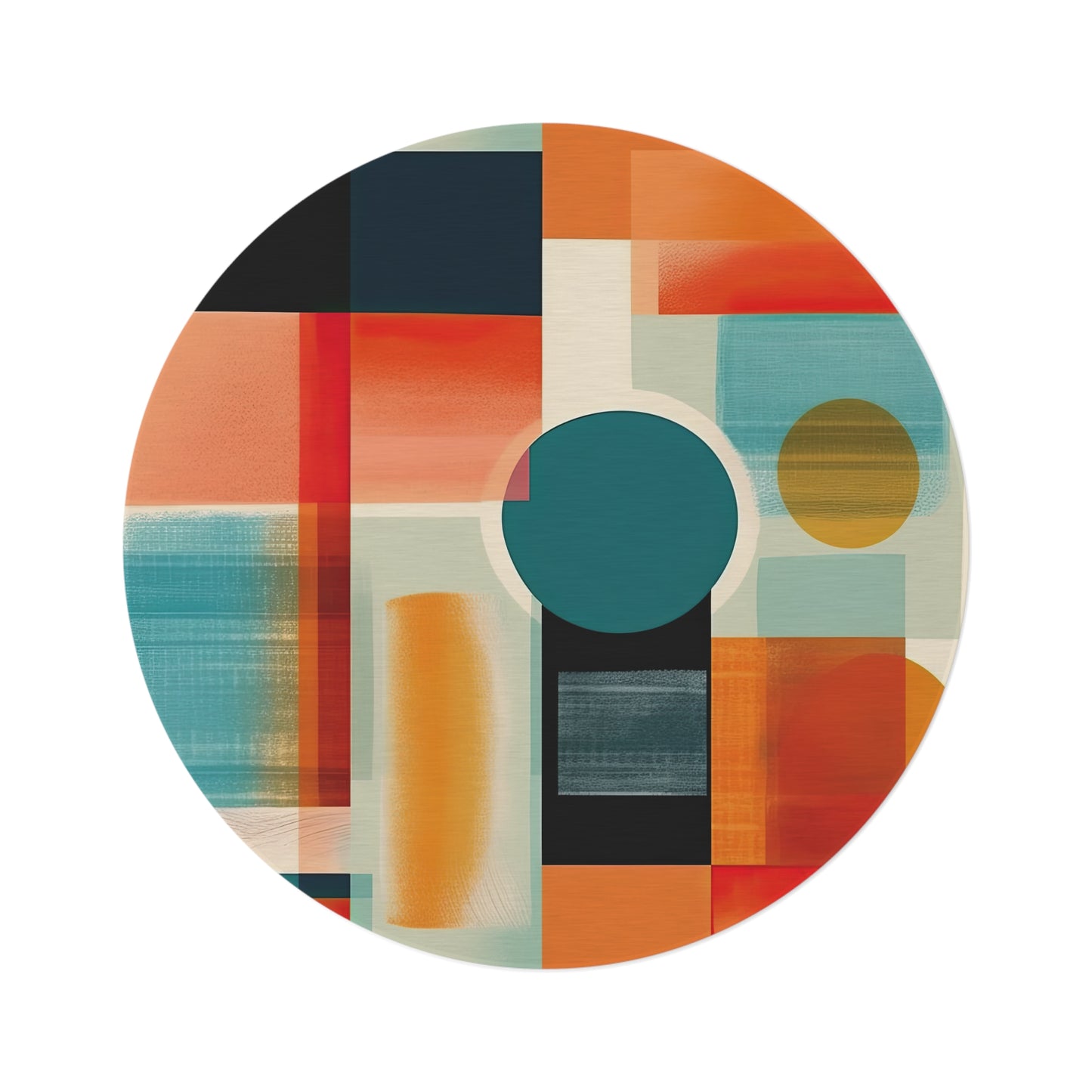 Dimensional Melody. Futuristic Nostalgia Round Rug
