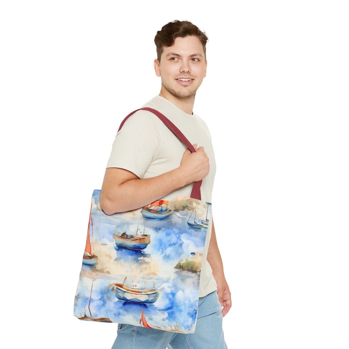Boats On Watercolor. Tote Bag for Everyday Use