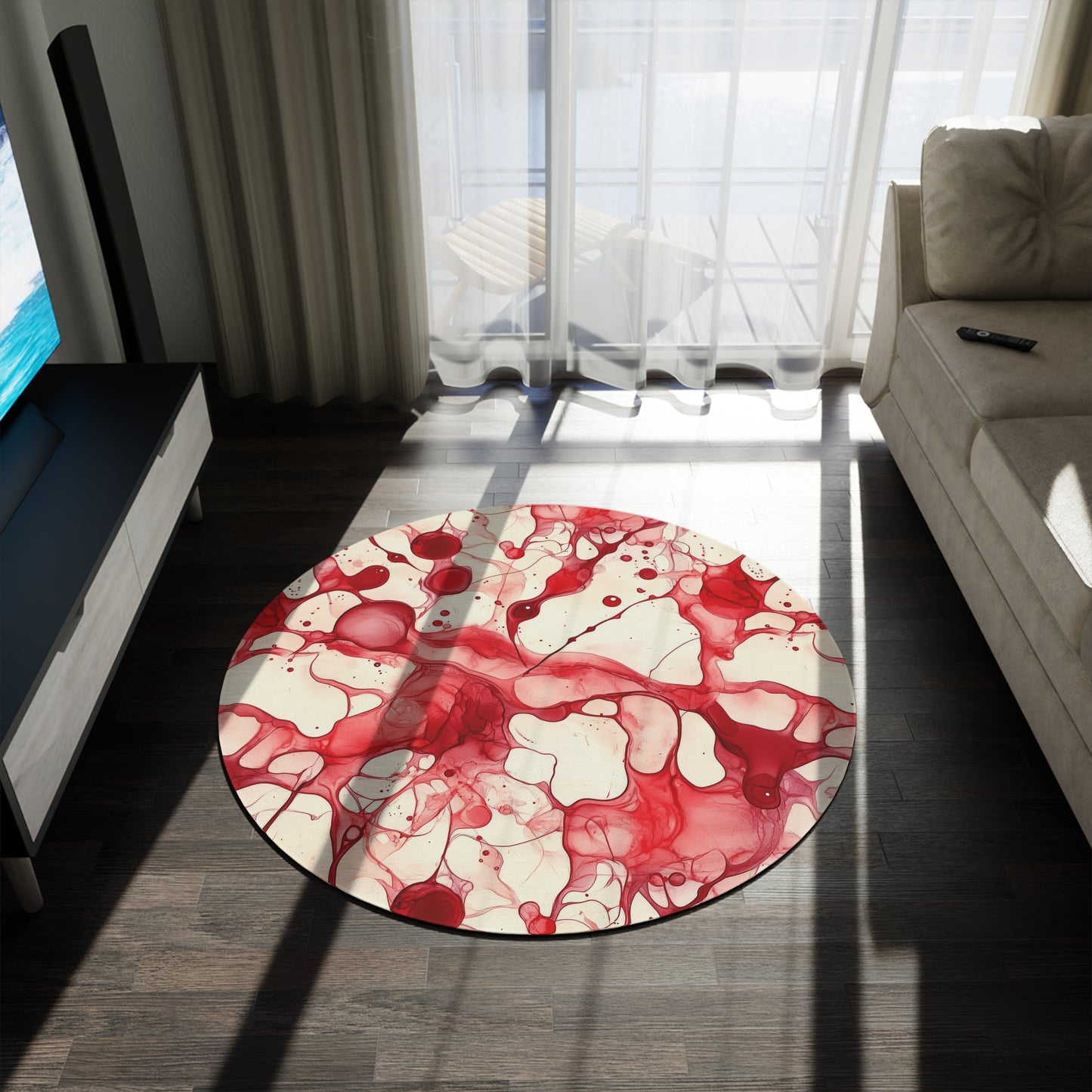 Cherry Luster. Bohemian Eye Round Rug - Colorful Floor Decor for Vibrant Spaces