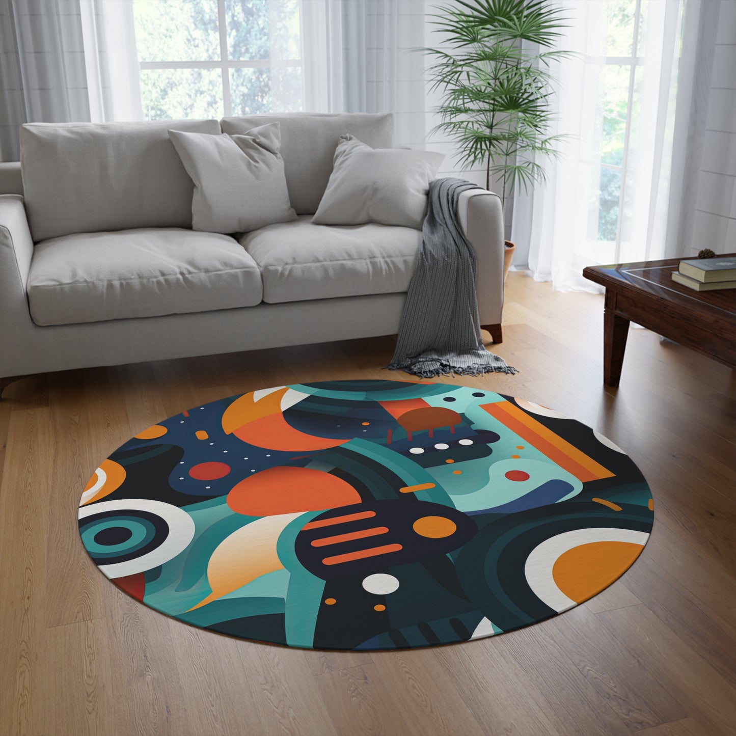 Retro Futurism. Retro Style Avant-Garde Round Rug