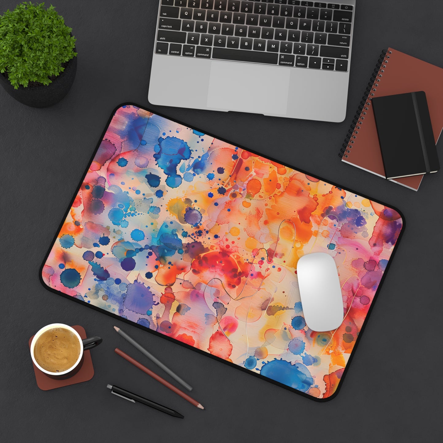 Hamsa Radiance Rainbow. Desk Mat - Stylish Office Organizer