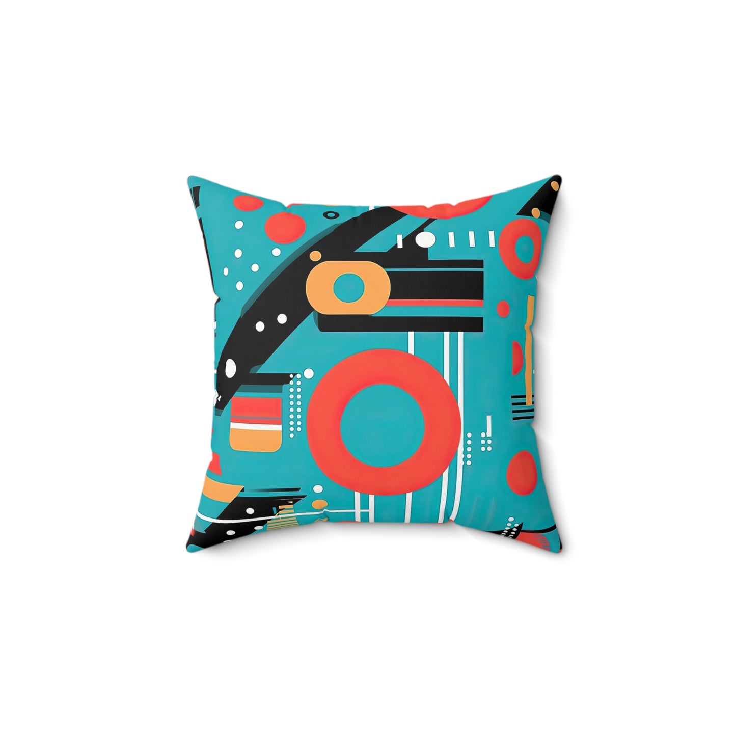 Quantum Rhapsody. Retro-Inspired Futuristic Spun Polyester Square Pillow