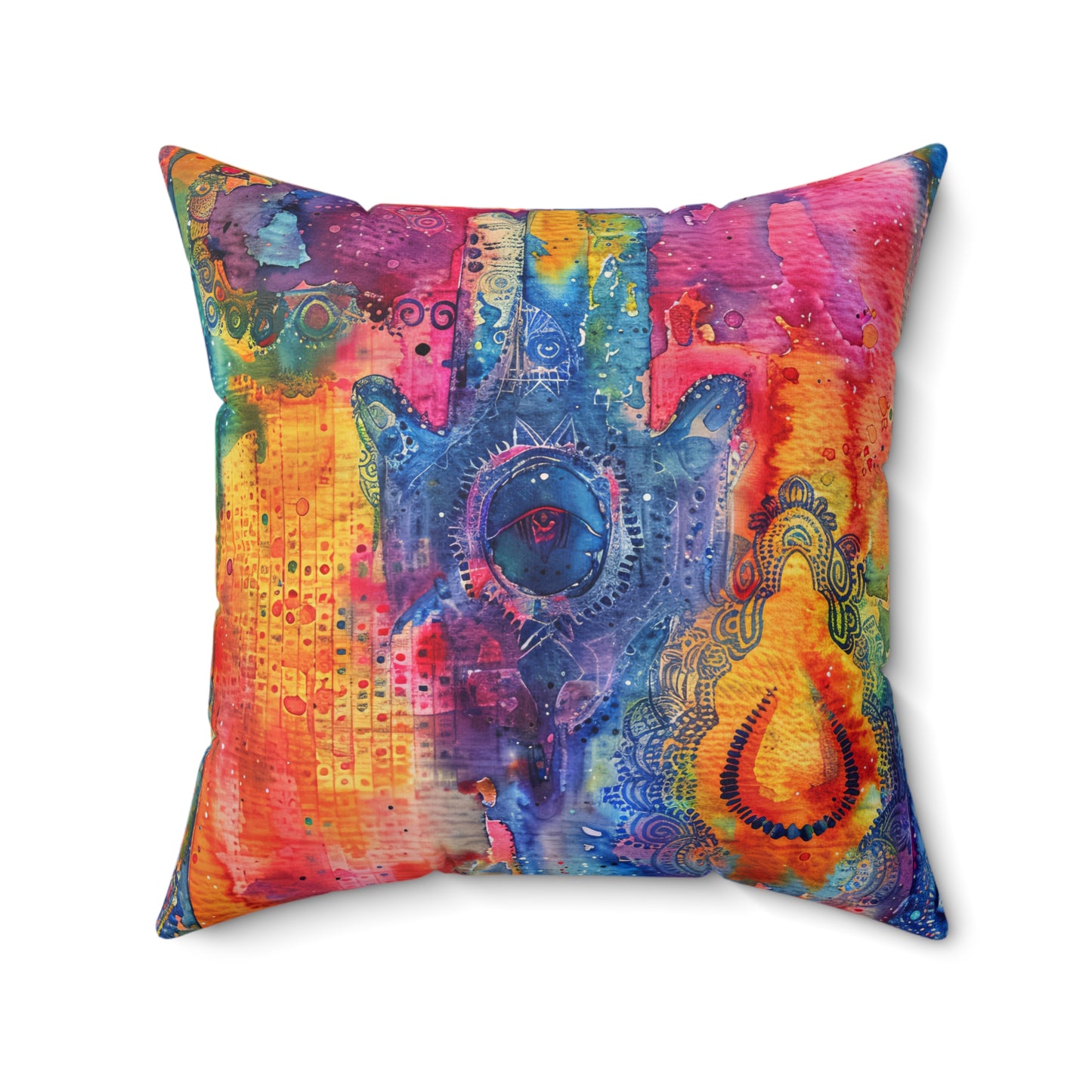 Prismatic Hamsa- Decorative Spun Polyester Cushion