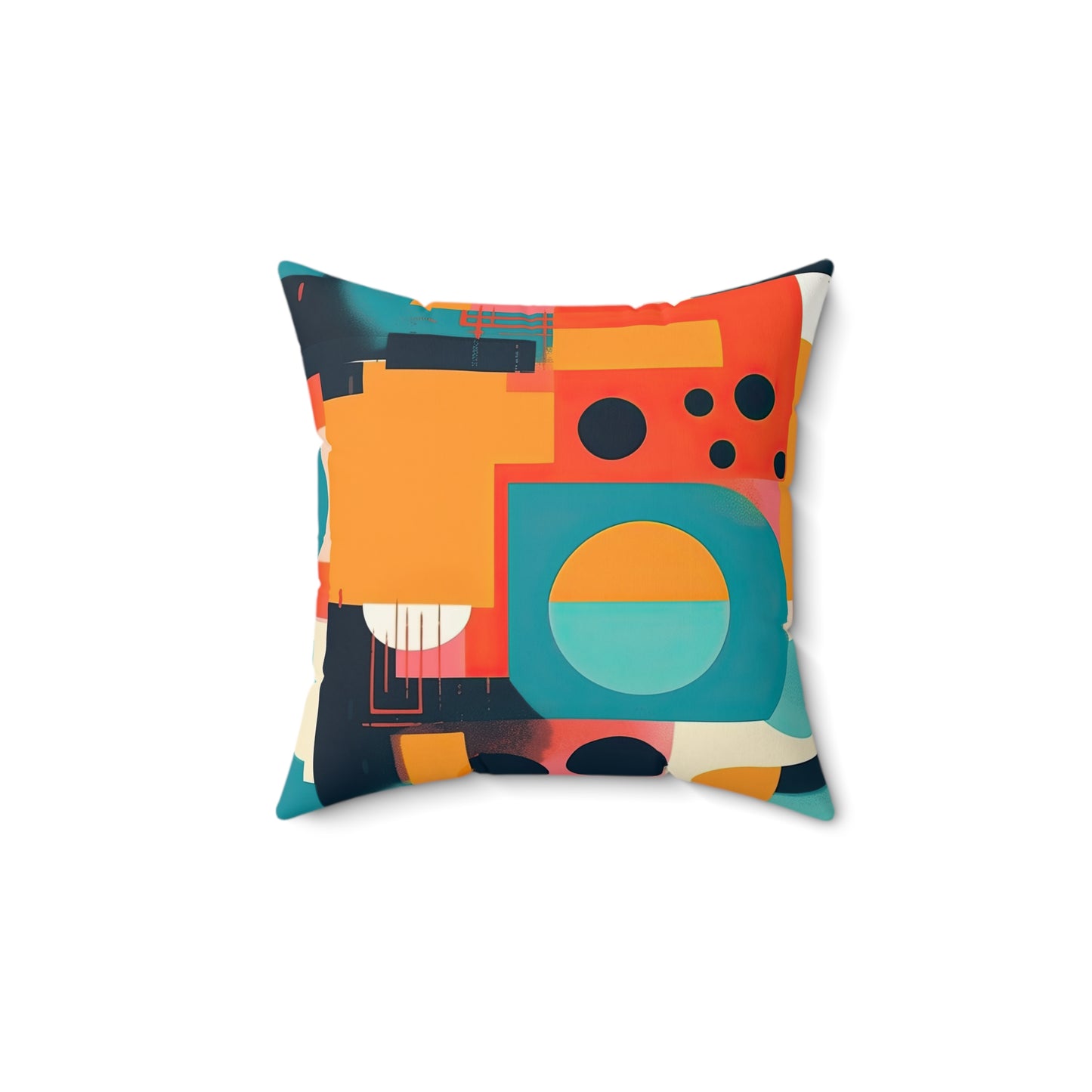 Neon Echoes . Futuristic Nostalgia Spun Polyester Square Pillow