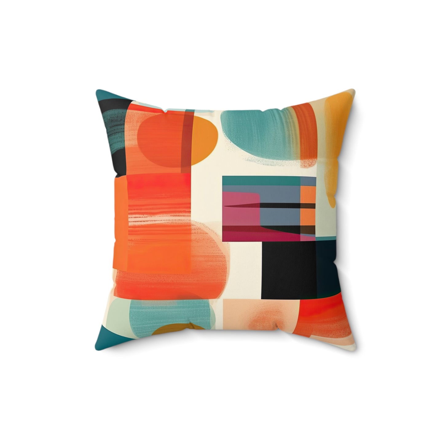 Solar Flare Serenade. Retro-Inspired Avant-Garde Spun Polyester Square Pillow