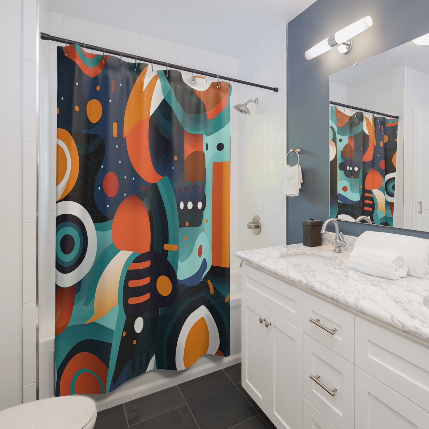 Retro Futurism. Retro Style Avant-Garde Shower Curtains