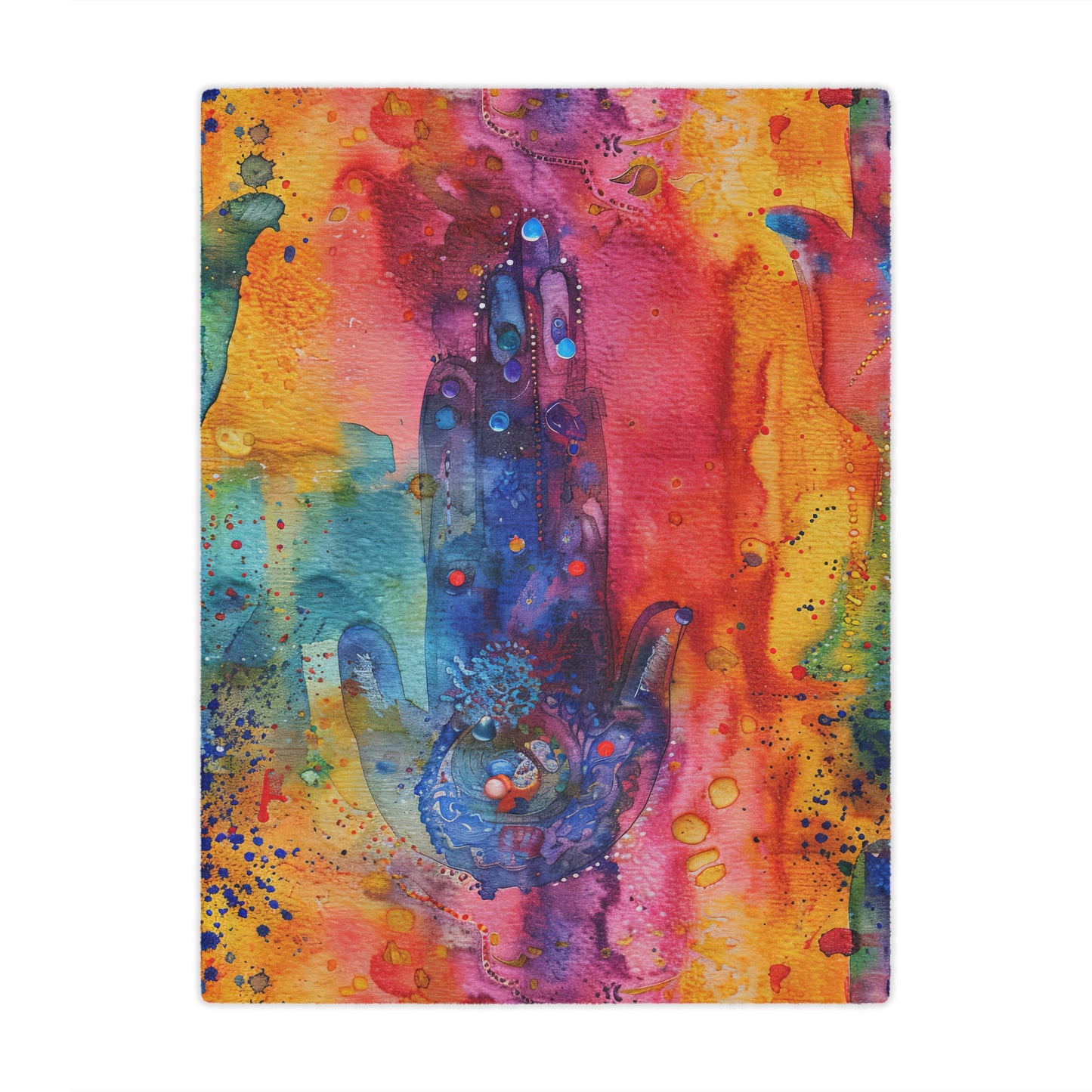 Hamsa Dreamscape. Cozy Artistic Microfiber Blanket.
