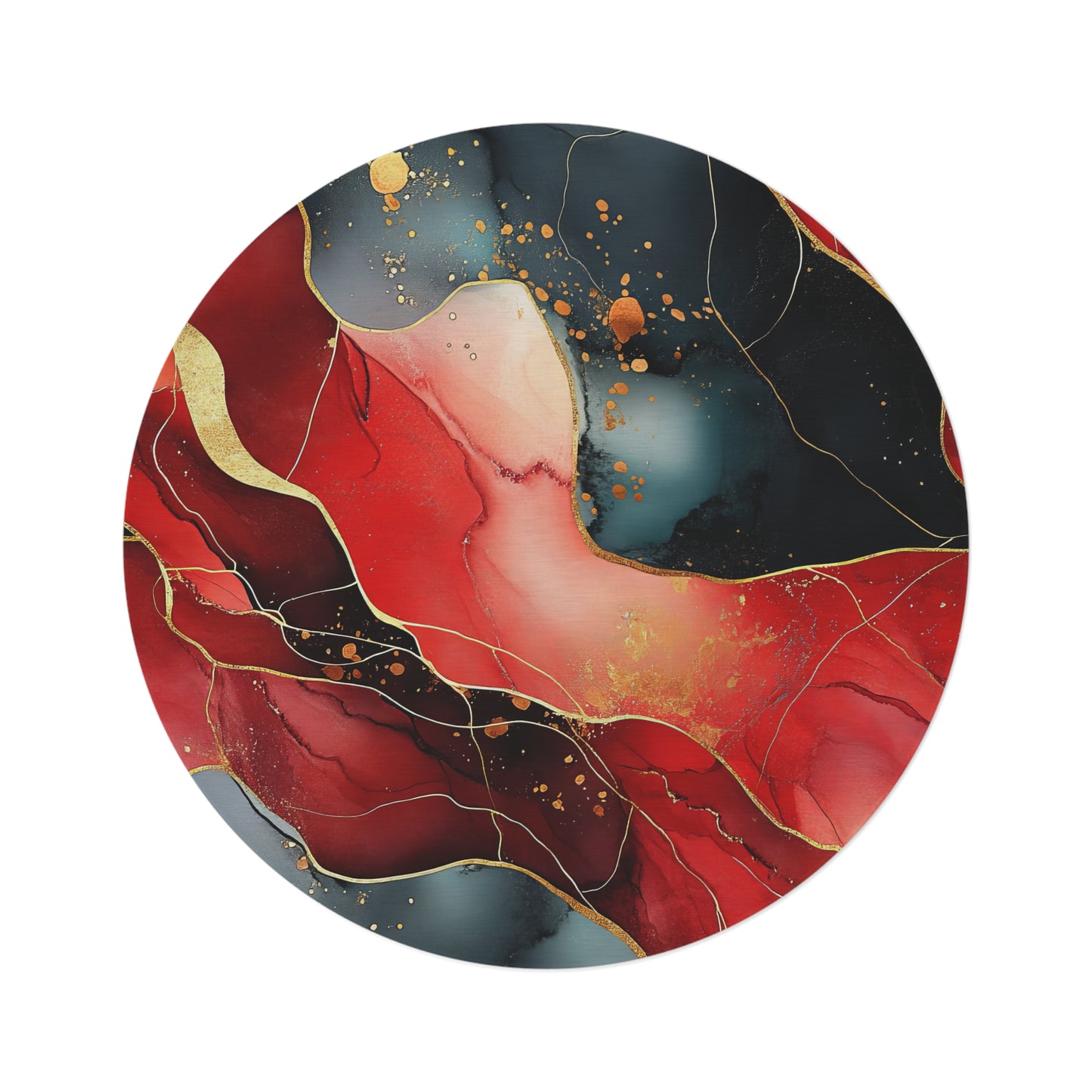 Marbled Cherry Essence. Bohemian Eye Round Rug - Colorful Floor Decor for Vibrant Spaces