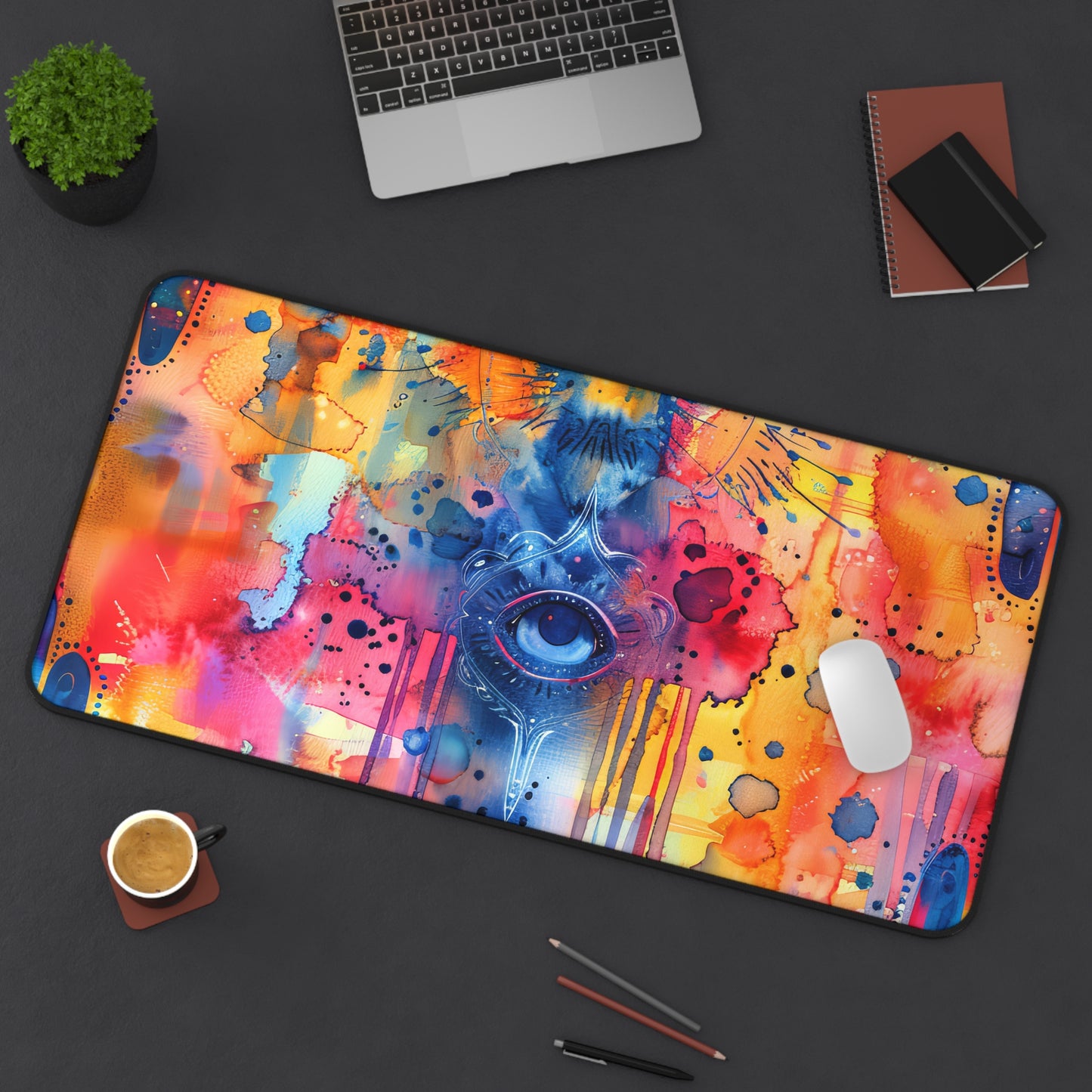 Chromatic Protector Hamsa. Desk Mat - Stylish Office Organizer