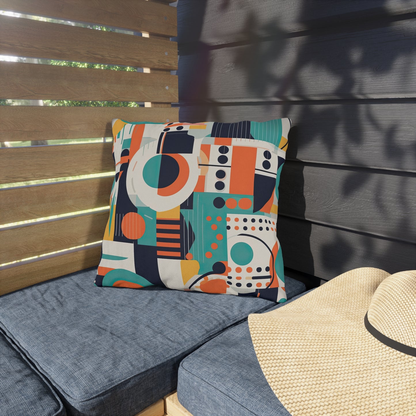 Echoes of the Analog Future. Artistic Retro-FuturisticOutdoor Pillows