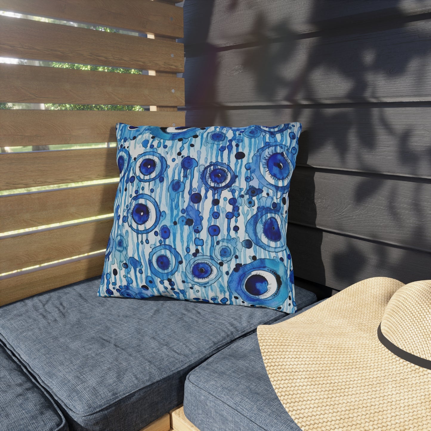 Eclipsed Perception. – Decorative Protection with Original Flair. Evil Eye Pillow Outdoor Pillows