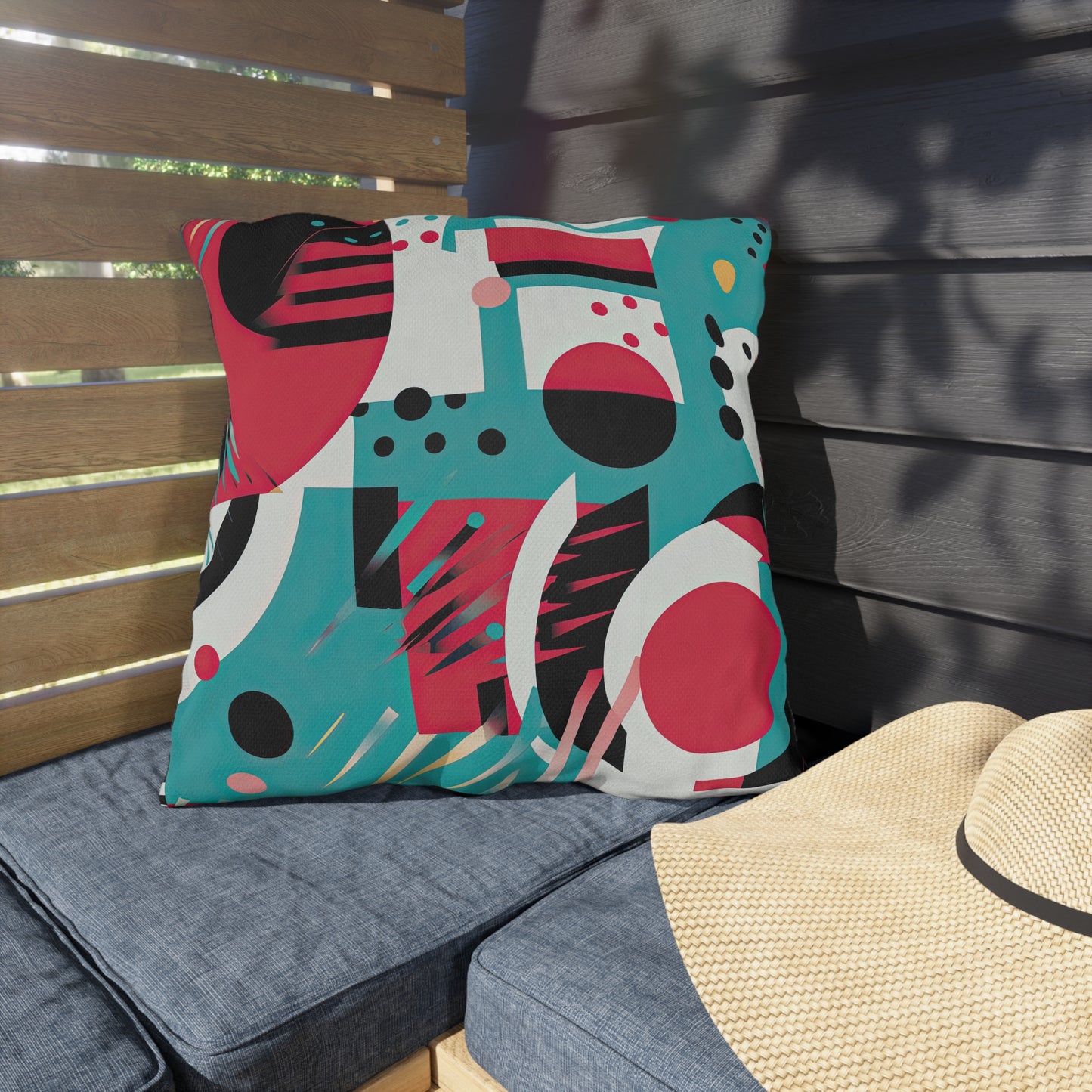 Chromatic Flux. Bold Avant-Garde Outdoor Pillows