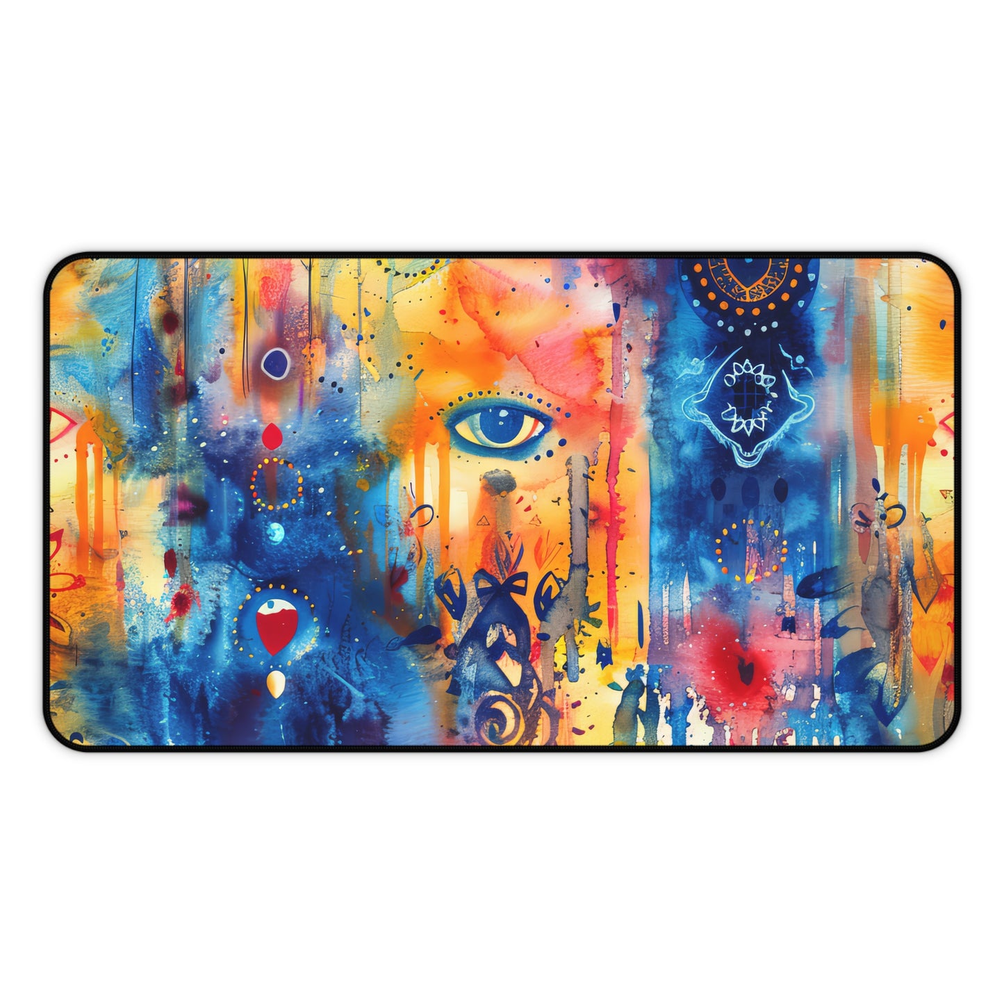 Rainbow Shield Hamsa. Desk Mat - Stylish Office Organizer