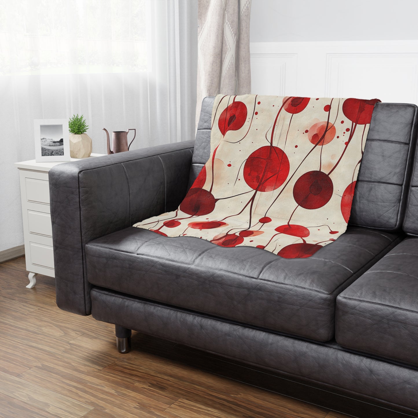 Vintage Cherry. Cozy Artistic Microfiber Blanket -