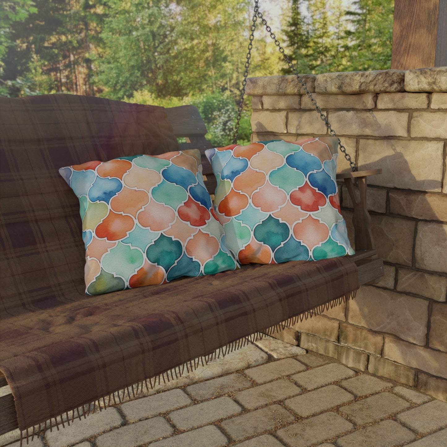 Labyrinth of Lanterns . Outdoor Pillows