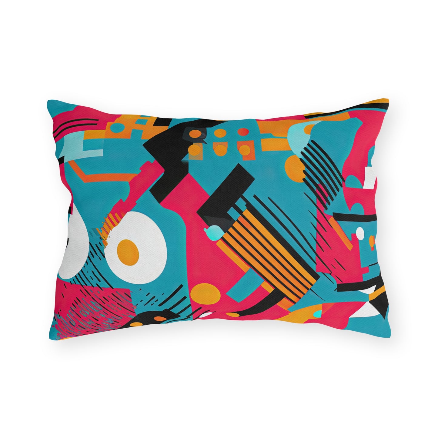 Technicolor Dreamscape. Futuristic Nostalgia Outdoor Pillows