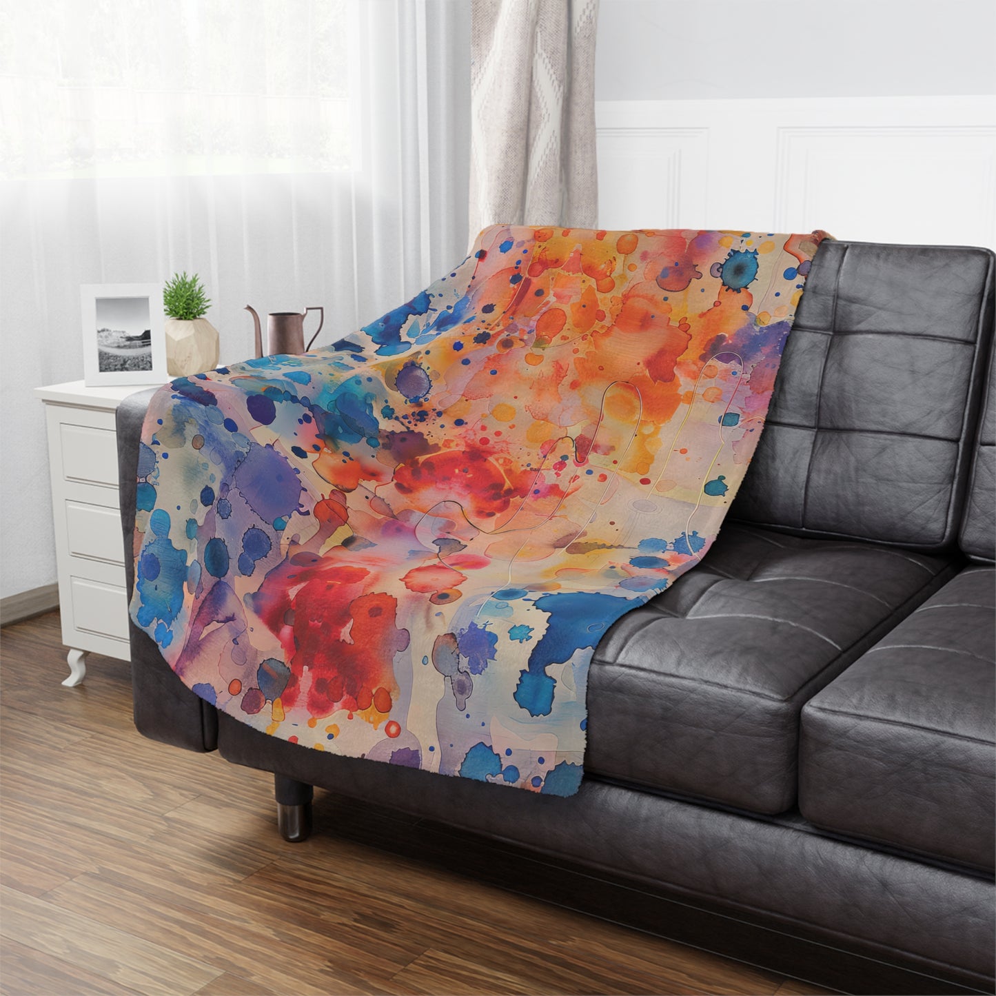 Hamsa Radiance Rainbow. Cozy Artistic Microfiber Blanket.