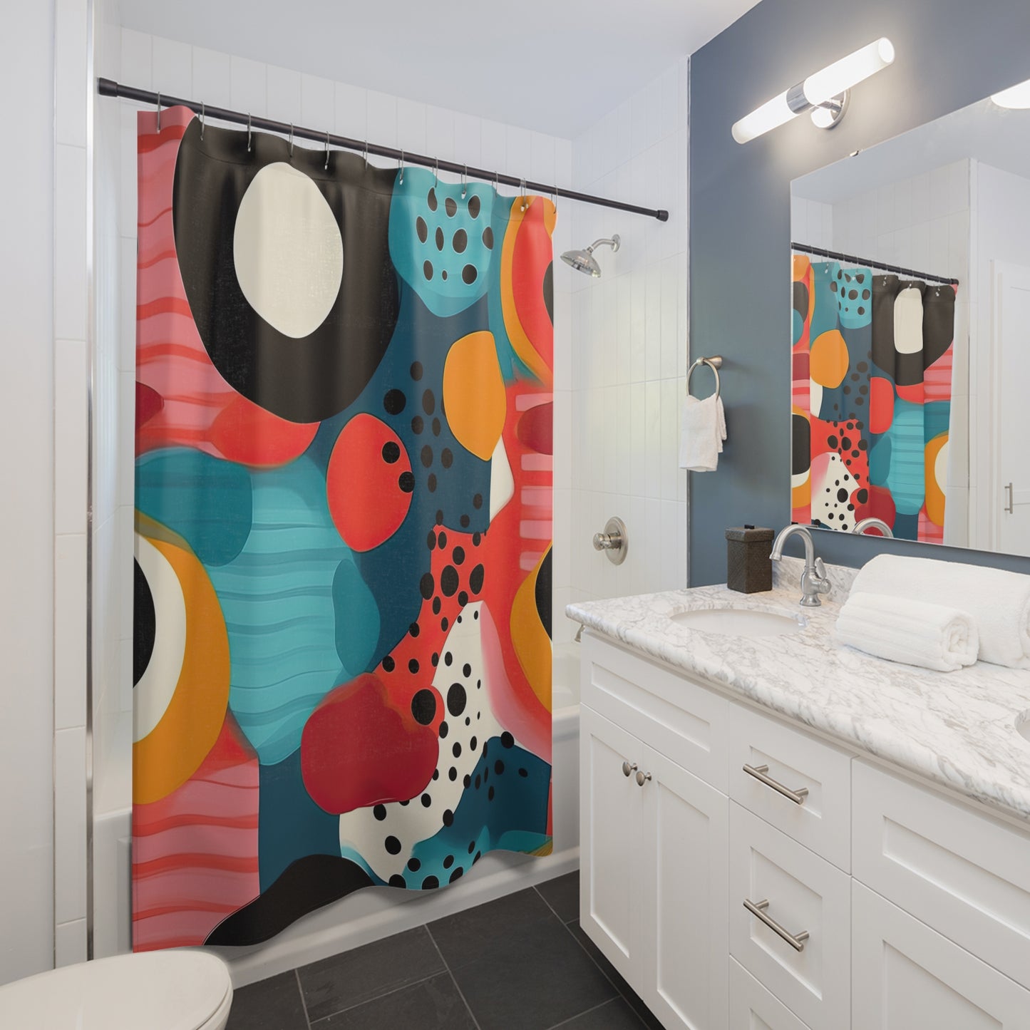 Chroma Catharsis.Vibrant Retro Color Shower Curtains