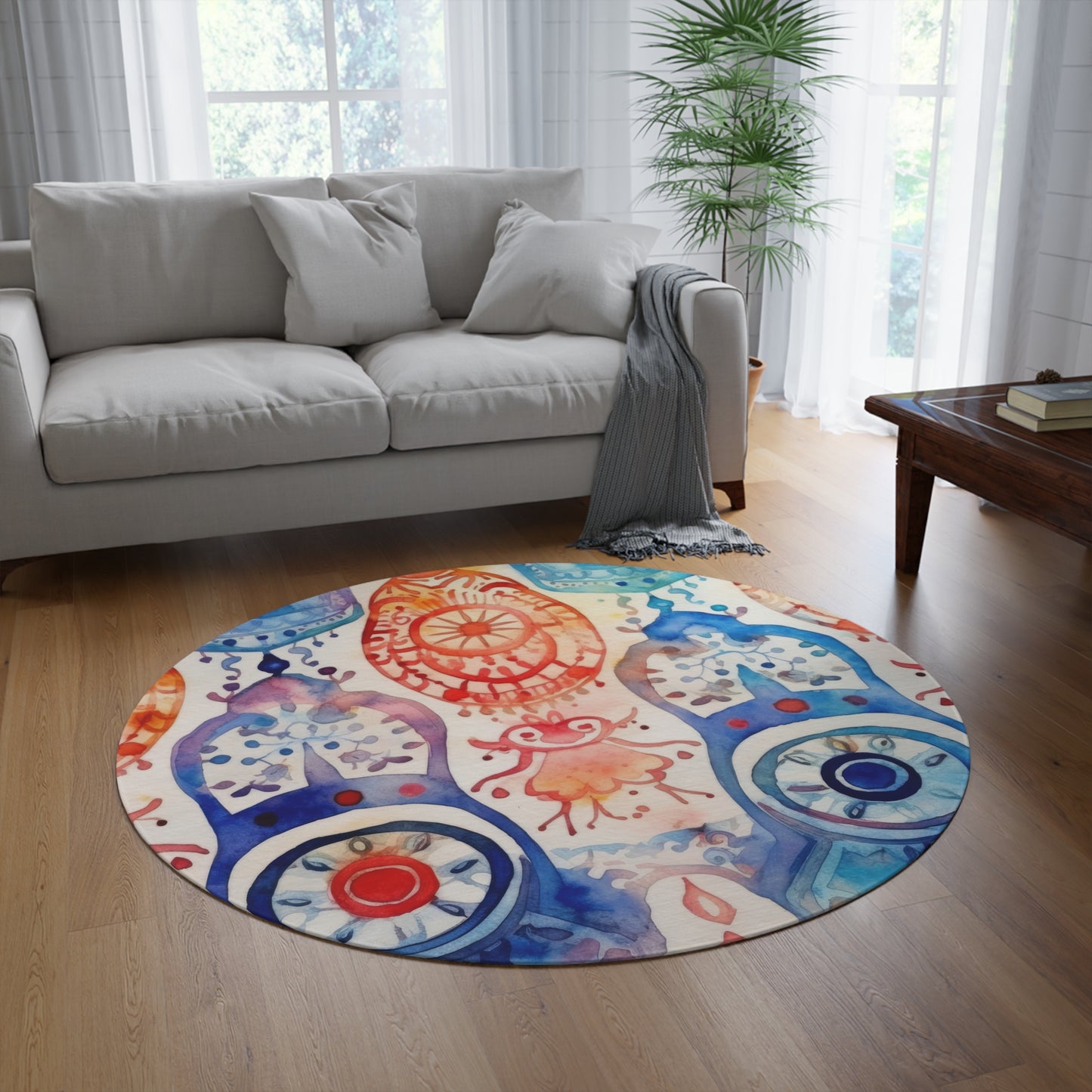 Omen of Hands. Round Rug