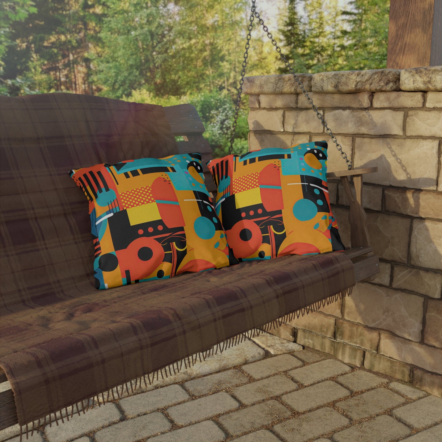 Quantum Quasar. Futuristic Retro Outdoor Pillows