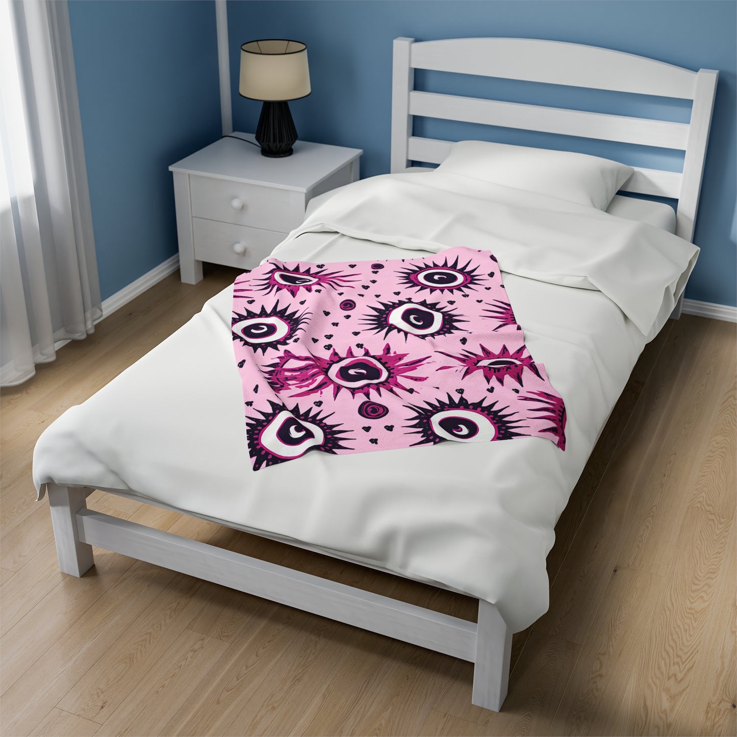 Evil Pink Eye. Velveteen Plush Blanket.