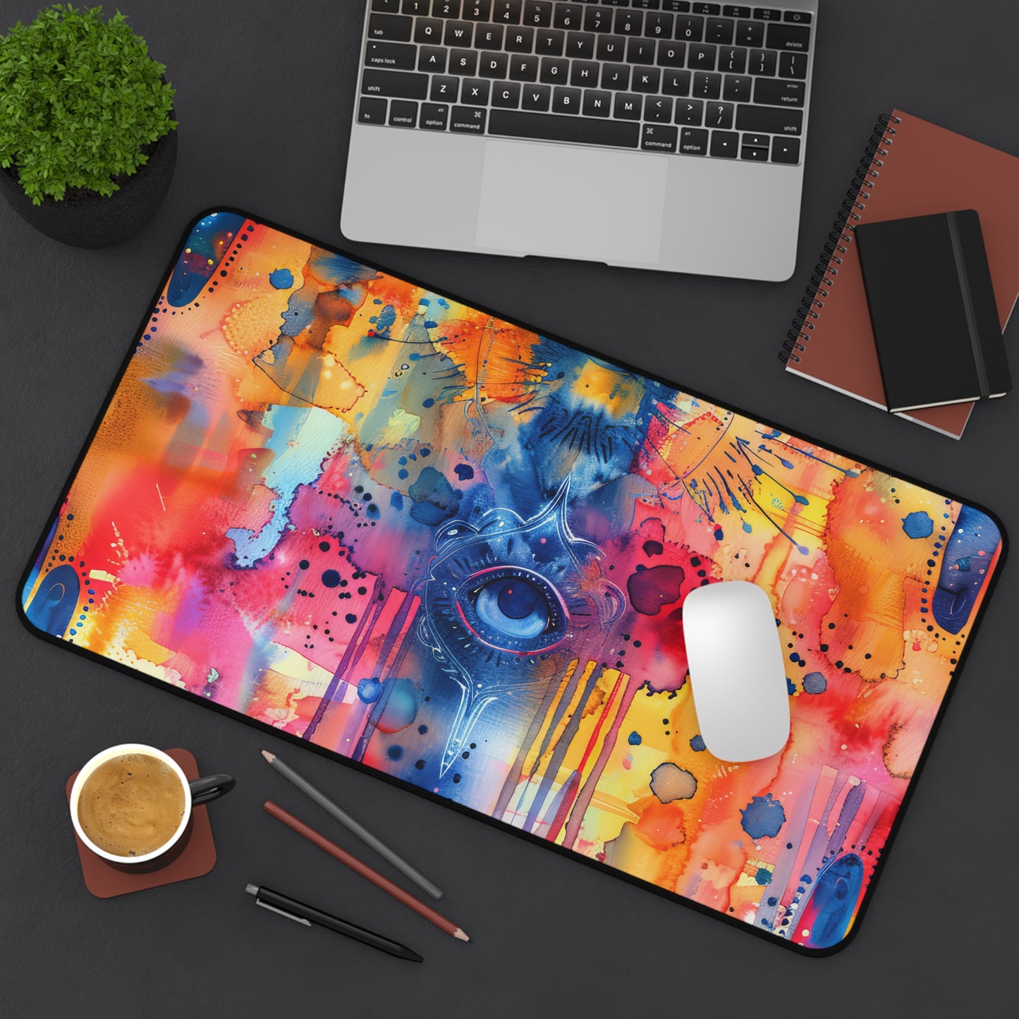 Chromatic Protector Hamsa. Desk Mat - Stylish Office Organizer