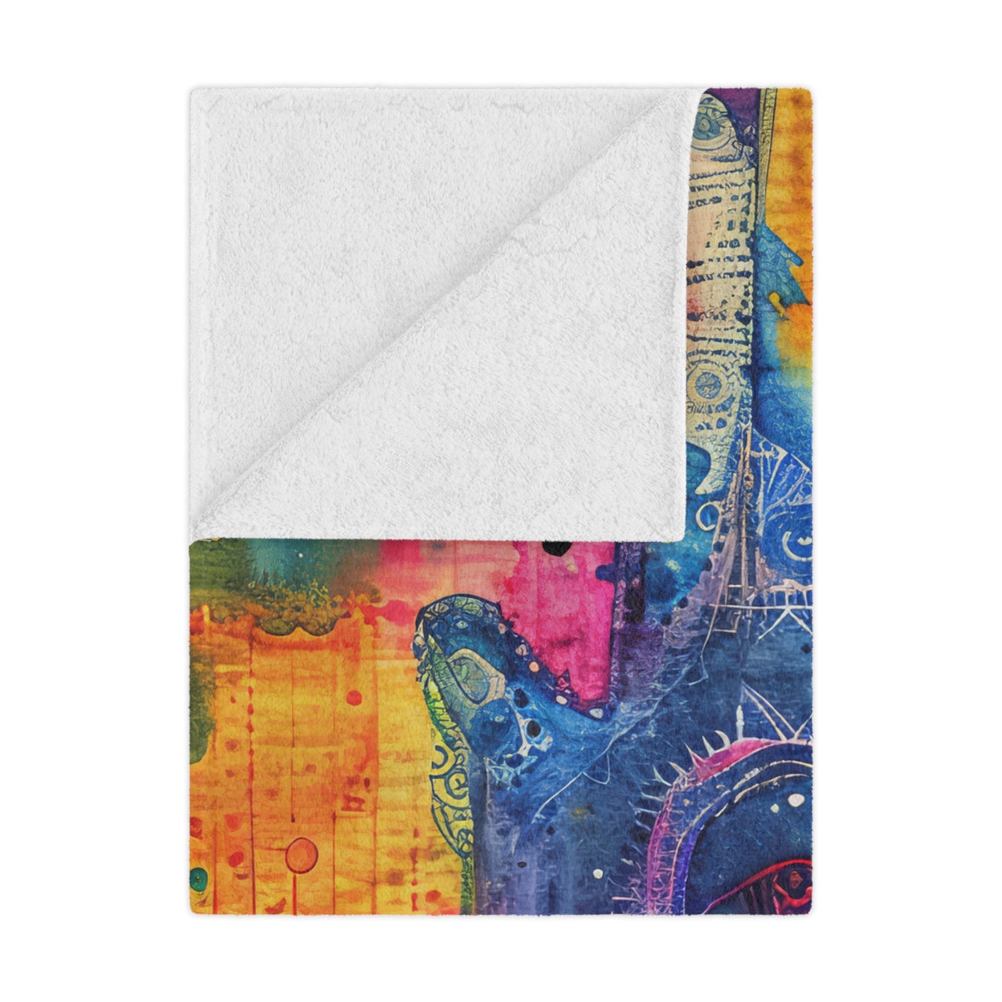 Prismatic Hamsa-topaz. Cozy Artistic Microfiber Blanket.