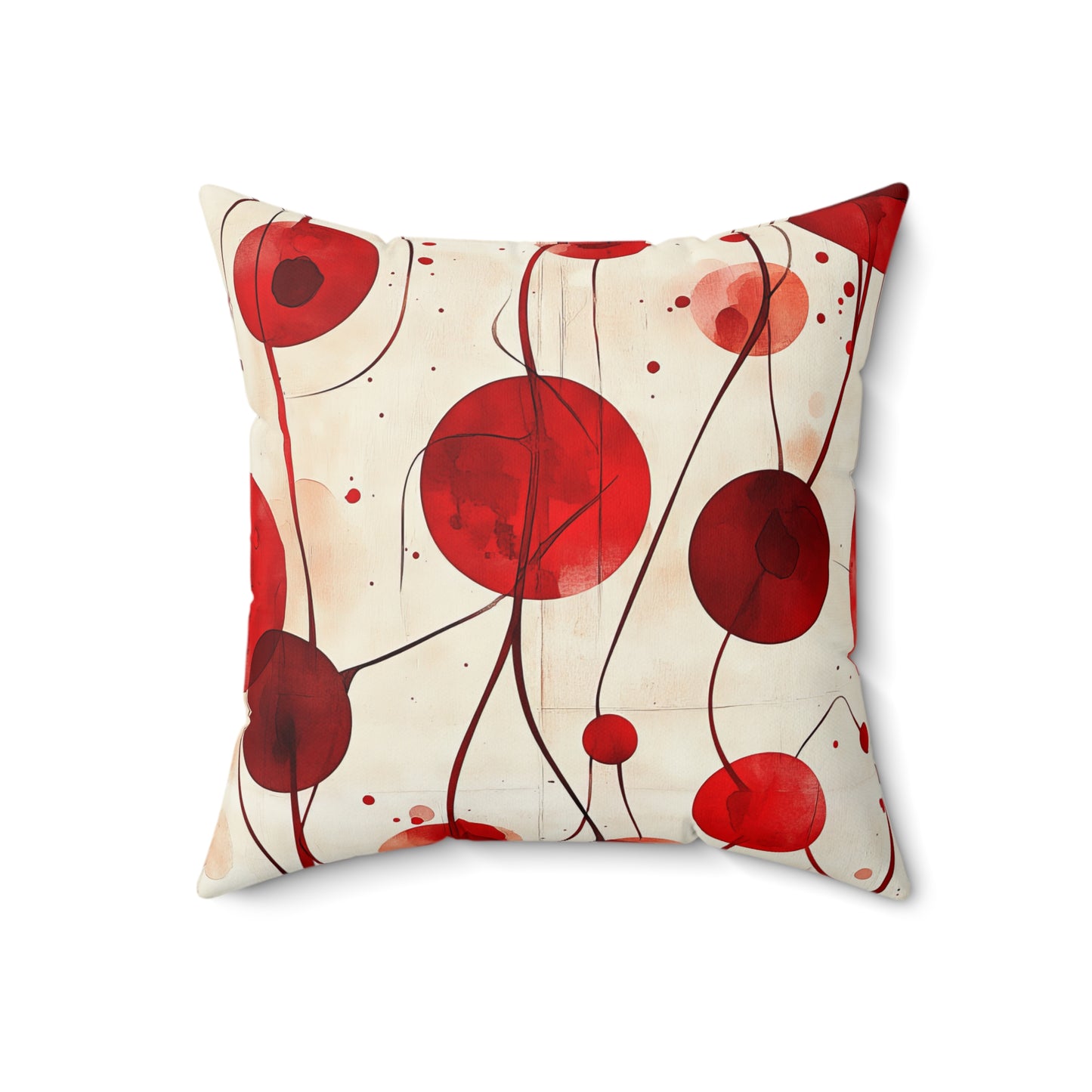 Vintage Cherry Pillow - Decorative Spun Polyester Cushion