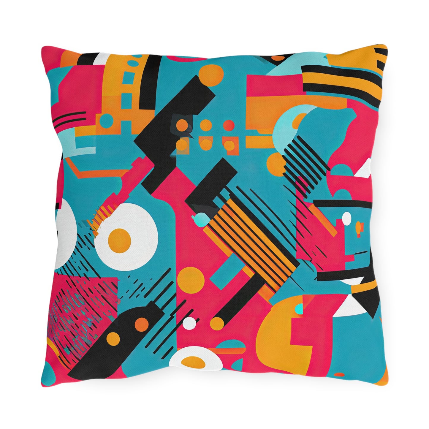 Technicolor Dreamscape. Futuristic Nostalgia Outdoor Pillows