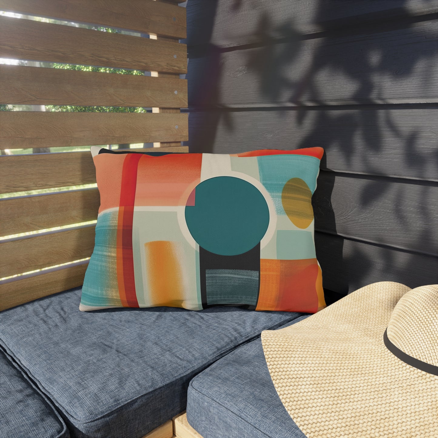 Dimensional Melody. Futuristic Nostalgia Outdoor Pillows