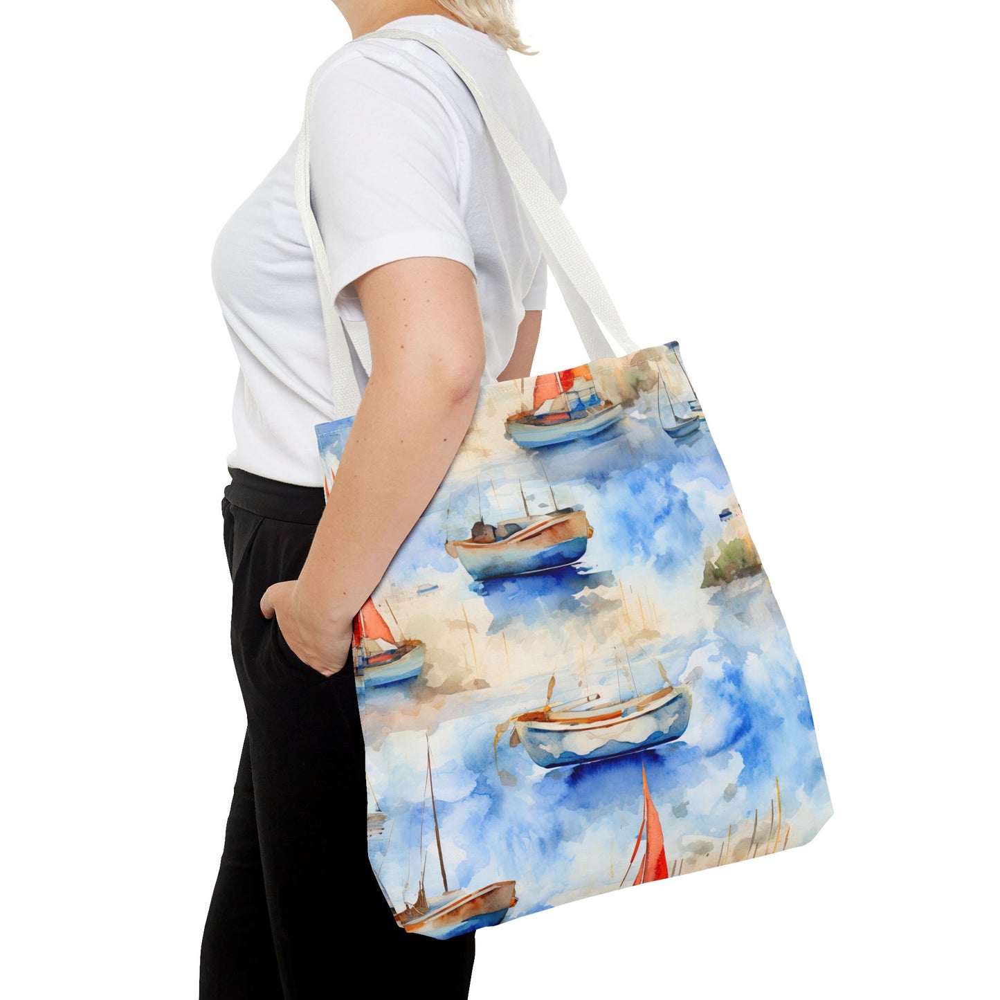 Boats On Watercolor. Tote Bag for Everyday Use