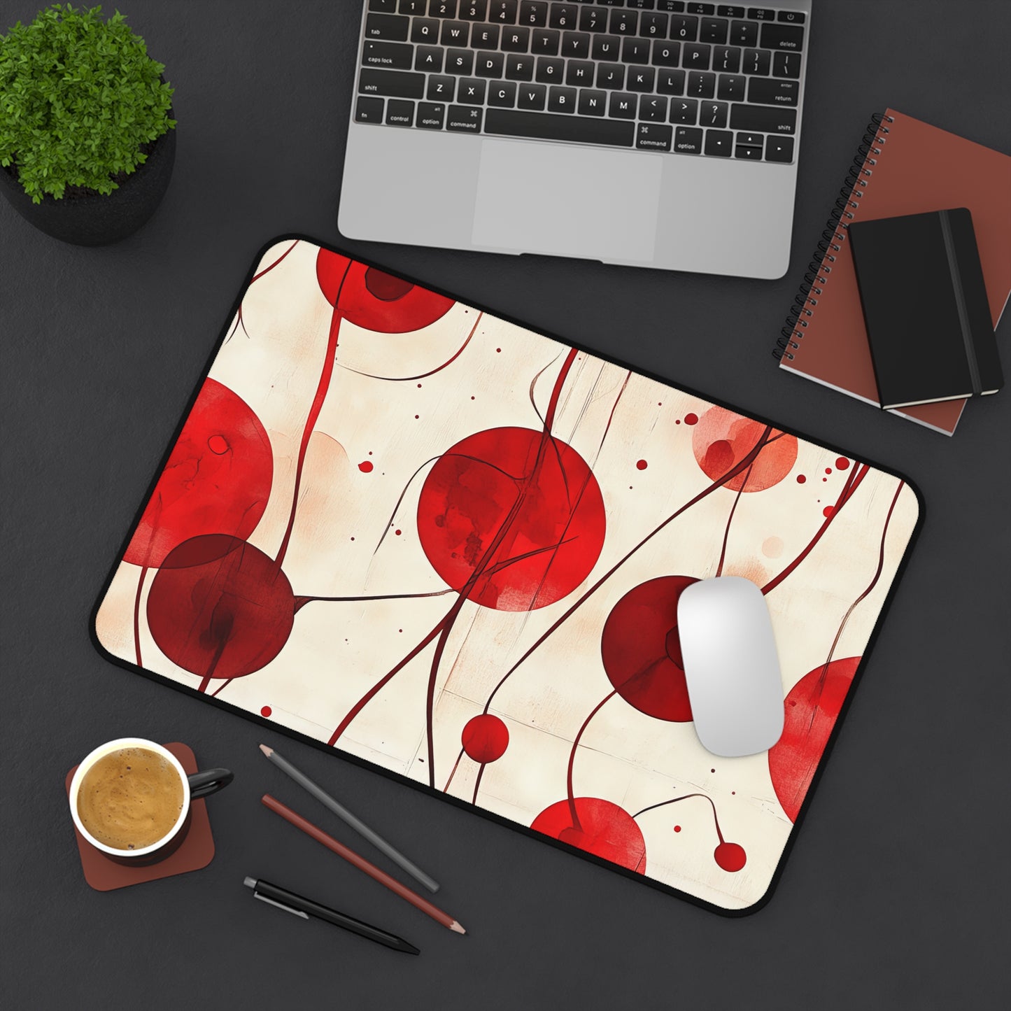 Vintage Cherry Desk Mat - Stylish Office Organizer