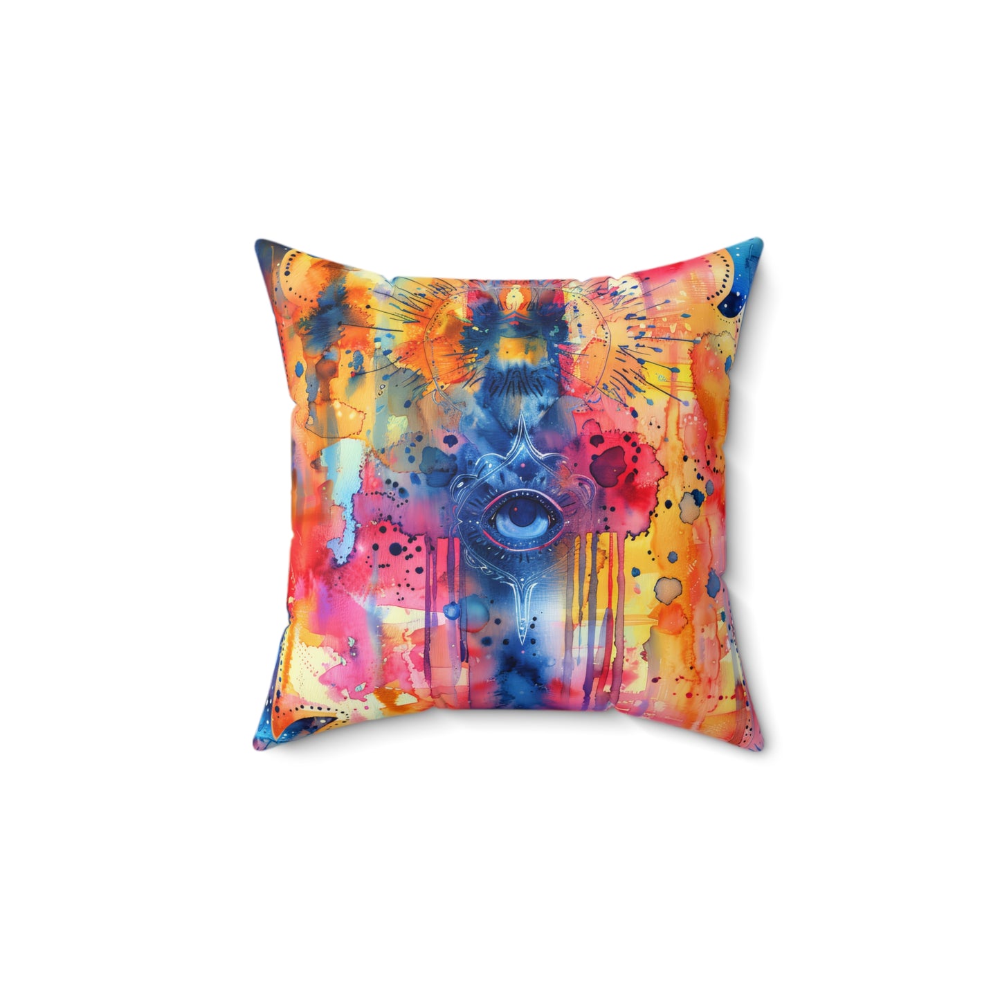 Chromatic Protector Hamsa- Decorative Spun Polyester Cushion