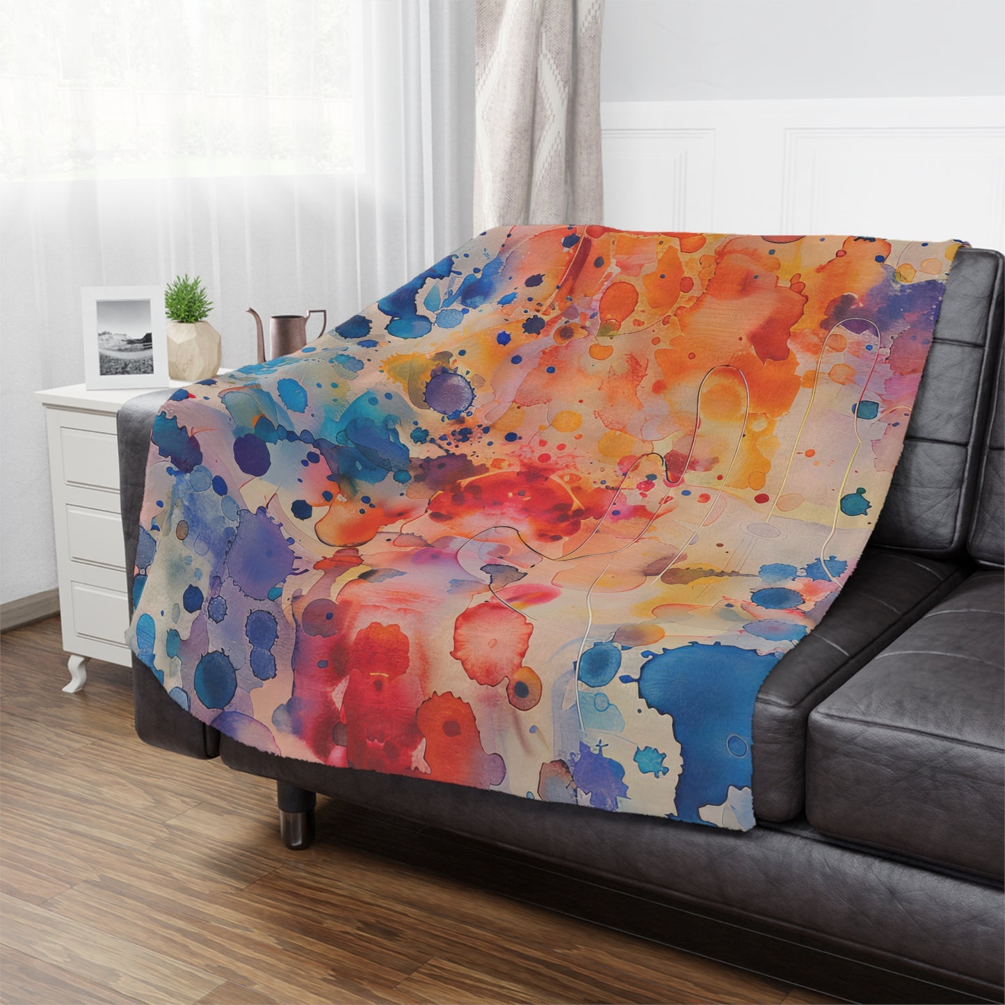 Hamsa Radiance Rainbow. Cozy Artistic Microfiber Blanket.