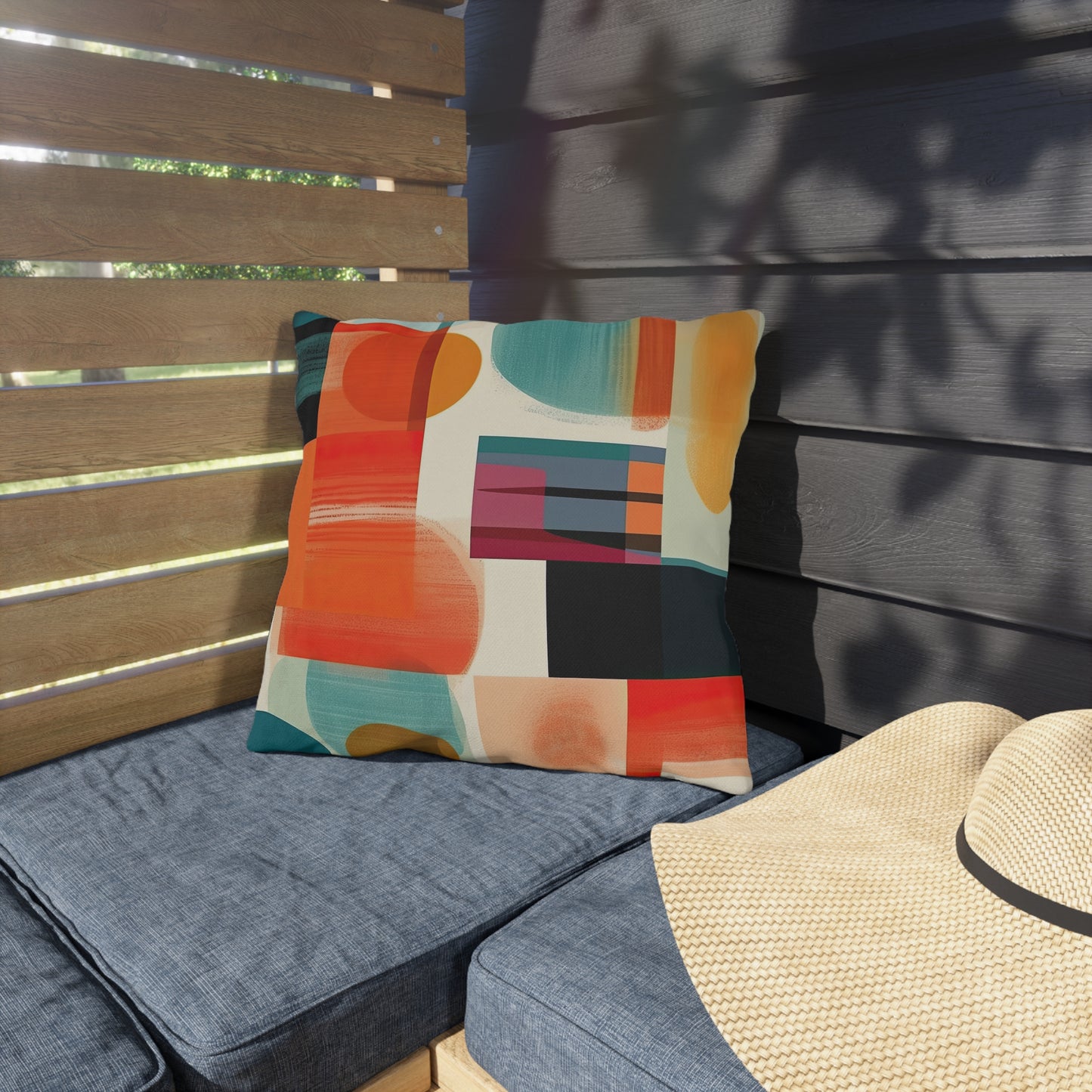 Solar Flare Serenade. Retro-Inspired Avant-GardeOutdoor Pillows