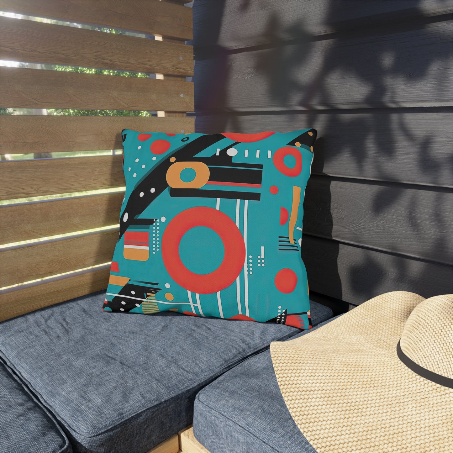 Quantum Rhapsody. Retro-Inspired Futuristic Outdoor Pillows