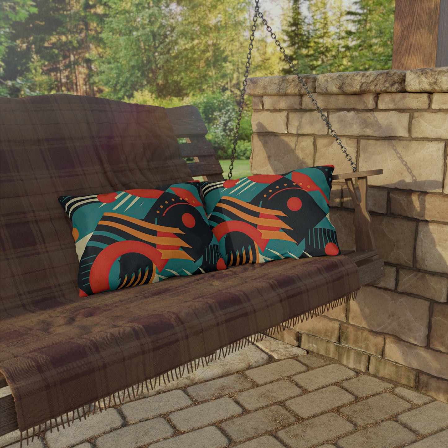 Timeless Techscape. Futuristic Nostalgia Outdoor Pillows