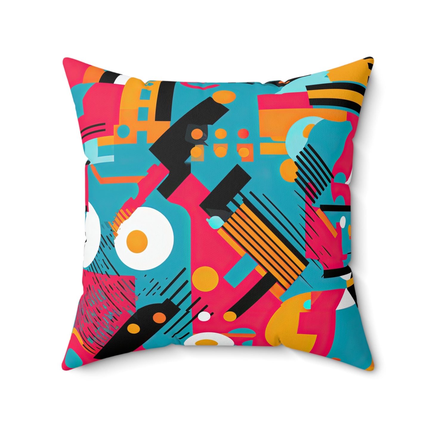 Technicolor Dreamscape. Futuristic Nostalgia Spun Polyester Square Pillow