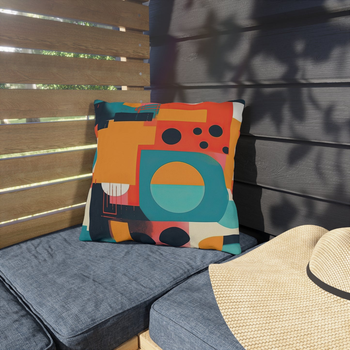 Neon Echoes. Retro Futuristic Outdoor Pillows