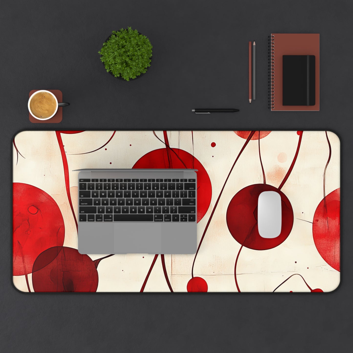 Vintage Cherry Desk Mat - Stylish Office Organizer