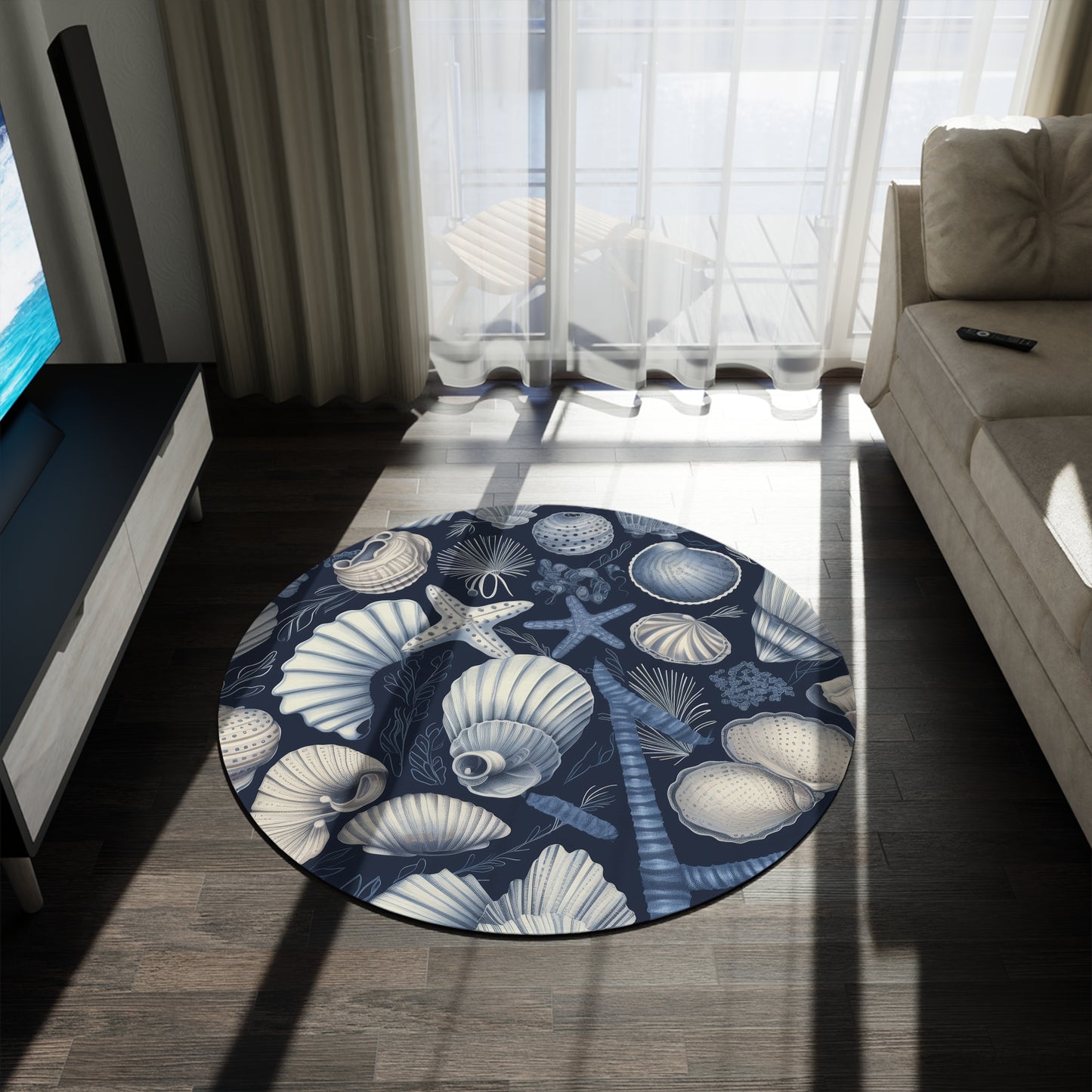 Sea dive. Bohemian Eye Round Rug - Colorful Floor Decor for Vibrant Spaces