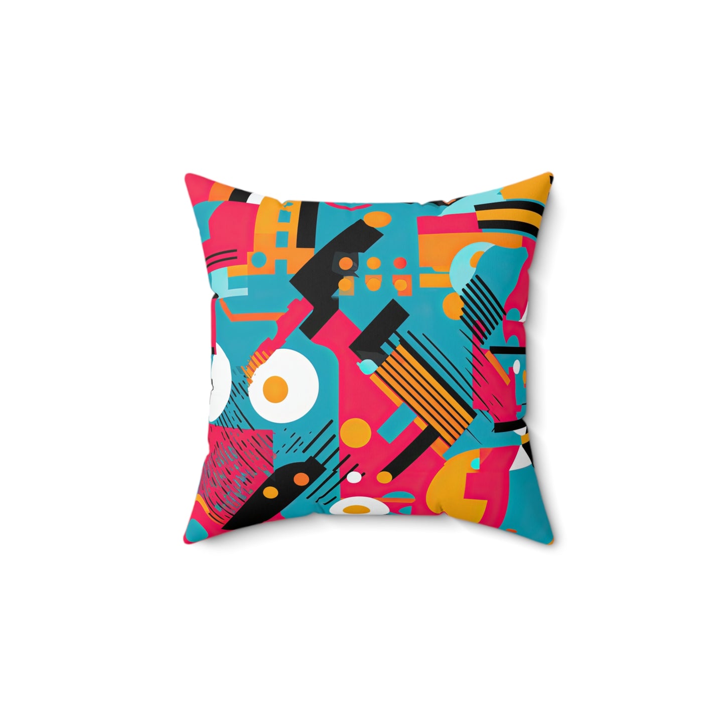 Technicolor Dreamscape. Futuristic Nostalgia Spun Polyester Square Pillow