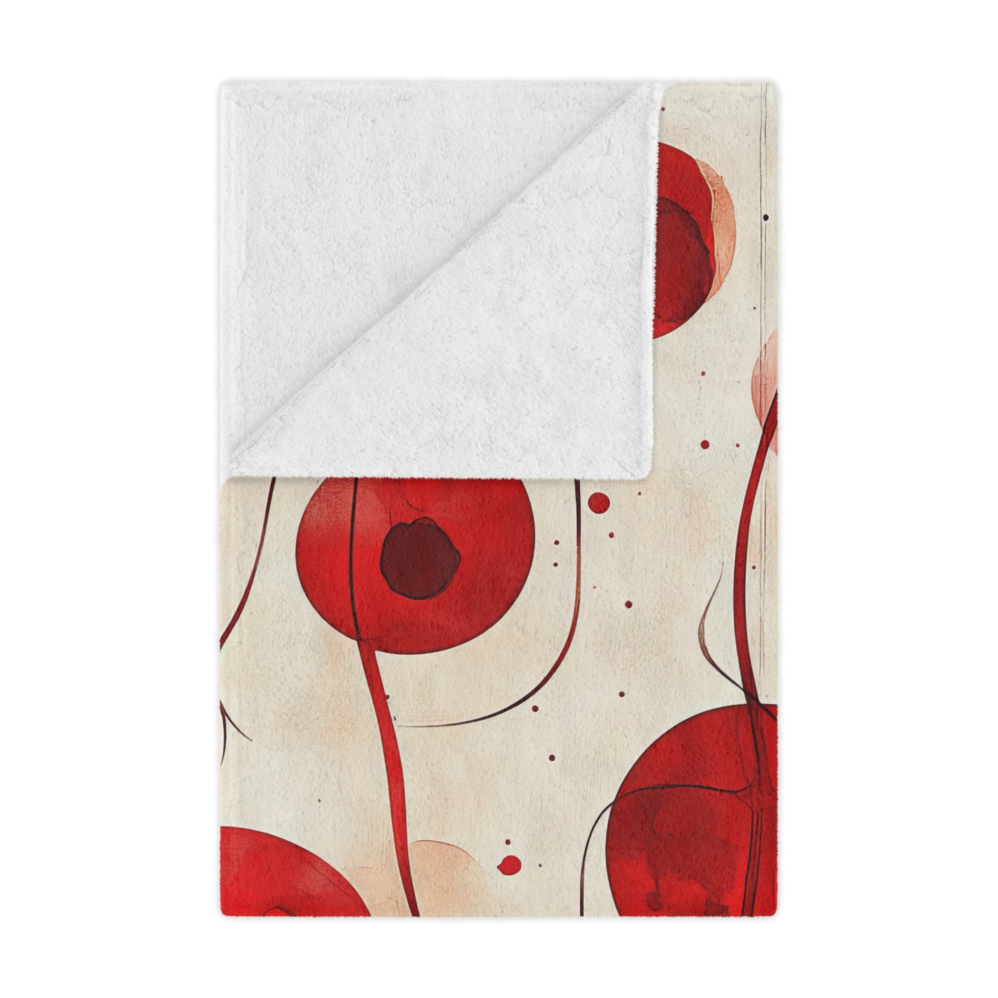 Vintage Cherry. Cozy Artistic Microfiber Blanket -